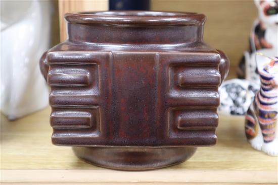 A Chinese faux bronze porcelain cong vase